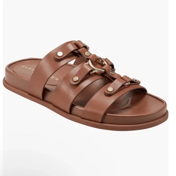 NWOB Marc Fisher Verity Slip-On Casual Sandal in Natural Leather - Size 7.5 - Picture 3 of 10